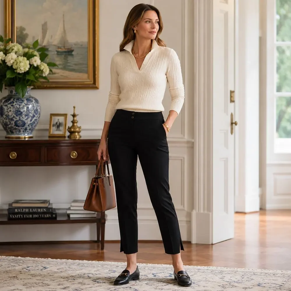 Talbots Heritage Crop Dress Womens Pants 10 Preppy Quiet Luxury Corpcore Black - Picture 1 of 10